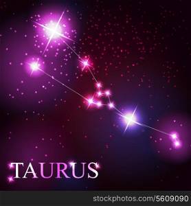 vector of the taurus zodiac sign of the beautiful bright stars on the background of cosmic sky
