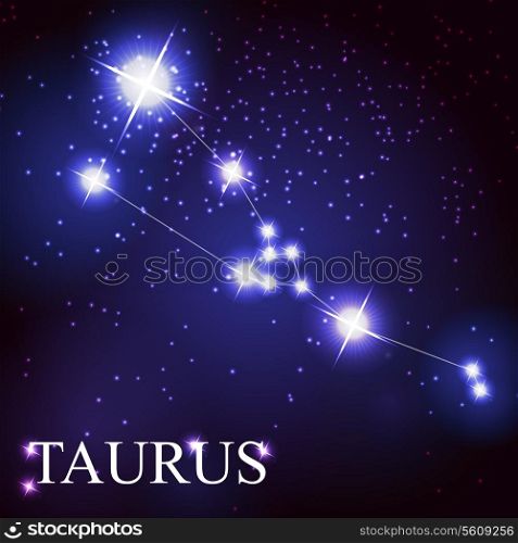 vector of the taurus zodiac sign of the beautiful bright stars on the background of cosmic sky