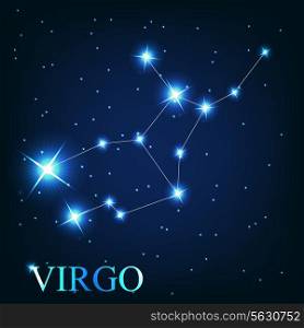 vector of the virgo zodiac sign of the beautiful bright stars on the background of cosmic sky