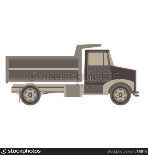 Vector of trailer truck and cargo container for shipping and transportation flat icon side isolated on white background illustration view.
