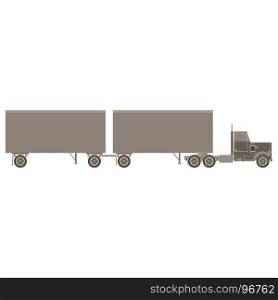 Vector of trailer truck and cargo container for shipping and transportation icon flat isolated on white background illustration side view.
