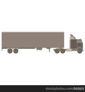 Vector of trailer truck and cargo container for shipping and transportation icon flat isolated on white background illustration side view.