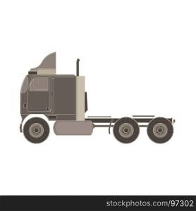Vector of trailer truck and cargo container for shipping and transportation isolated flat icon on white background illustration side view.