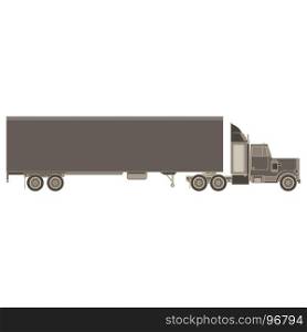 Vector of trailer truck icon and cargo container for shipping and transportation flat isolated on white background illustration side view.