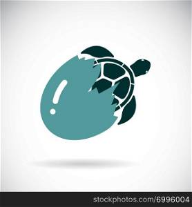 Vector of turtle coming out of the egg on a white background,. Wild Animals. Easy editable layered vector illustration.