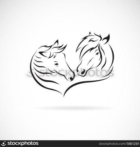 Vector of two horse head design on white background. Easy editable layered vector illustration. Wild Animals.