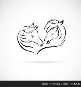 Vector of two horse head design on white background. Easy editable layered vector illustration. Wild Animals.