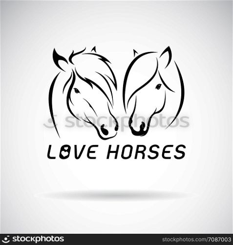 Vector of two horses head design on white background., Wild Animals. Horse logo or icon. Expression of love. Easy editable layered vector illustration.