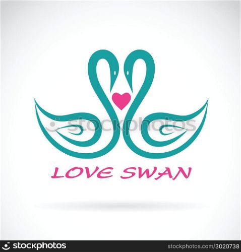 Vector of two swan and heart on white background. Bird. Animals. Easy editable layered vector illustration.