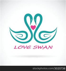 Vector of two swan and heart on white background. Bird. Animals. Easy editable layered vector illustration.