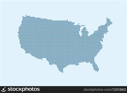 vector of usa dotted map on blue background