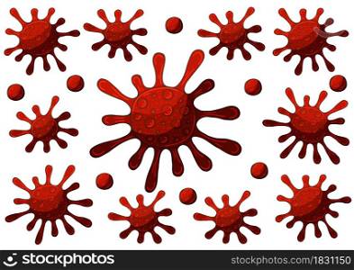 Vector of viruses on white background. Bacteria, germs microorganis, virus cell. Coronavirus. Virus. Coronavirus. Vector illustration of the problem of coronavirus