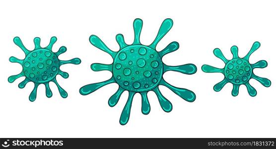 Vector of viruses on white background. Bacteria, germs microorganis, virus. Icons set. Vector of viruses on white background. Bacteria, germs microorganis, virus. Icons set. Outbreak coronavirus