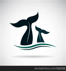Vector of whale tail design on white background. Animals. Sea creature. Easy editable layered vector illustration.