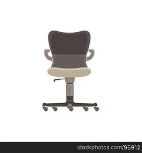 Vector office chair flat icon isolated. Furniture side view illustration design style. Arm armchair black boss business comfort. Element empty ergonomic shape office silhouette seat symbol. White.