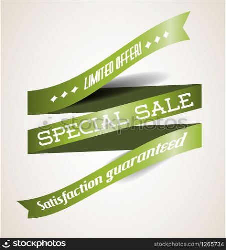 Vector Old green retro ribbon - limited offer, special sale