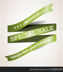 Vector Old green retro ribbon - limited offer, special sale