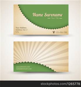 Vector old-style retro vintage business card - both front and back side