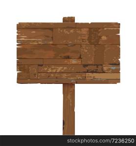 vector old weathered wooden sign isolated on white background