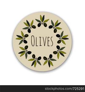 Vector Olives label. Hand drawn cover. Packaging design. Vector Olives label. Hand drawn cover. Packaging design.