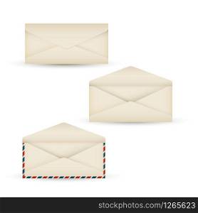 Vector open vintage air mail long envelope icon