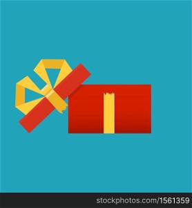 Vector. Opened gift box, surprise, birthday, holiday concept.. Opened gift box, surprise, birthday, holiday concept. Vector