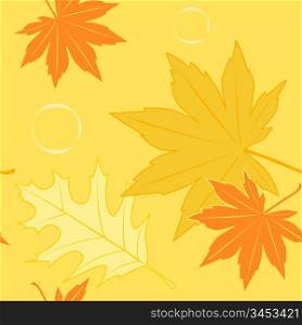 vector orange autumn seamless pattern with leaves