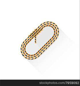 vector orange color climbing coil of rope flat design colored isolated illustration on white background with shadow &#xA;