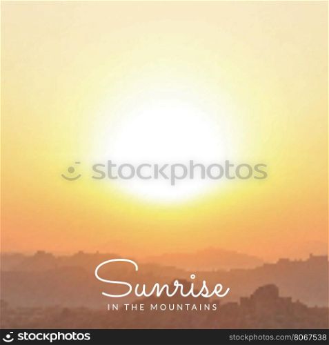 vector orange coloured mountains sunrise sky blurred realistic landscape background&#xA;