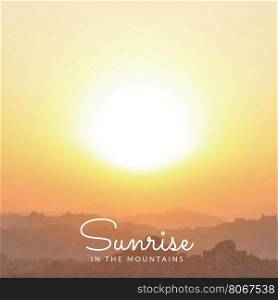 vector orange coloured mountains sunrise sky blurred realistic landscape background&#xA;