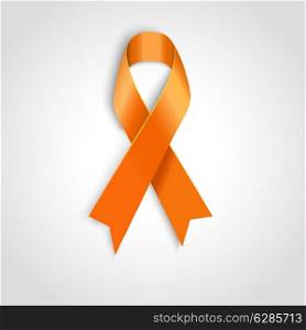 Vector Orange ribbon as symbol of Animal Abuse, leukemia awareness, kidney cancer association