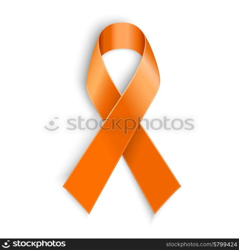 Vector Orange ribbon as symbol of Animal Abuse, leukemia awareness, kidney cancer association, multiple sclerosis