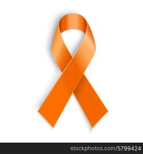 Vector Orange ribbon as symbol of Animal Abuse, leukemia awareness, kidney cancer association, multiple sclerosis