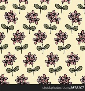 Vector organic floral seamless pattern background, botanical motif, freehand doodles pattern.