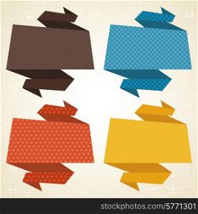Vector origami background. Banner and speech bubbles.. Vector origami background. Banner and speech bubbles