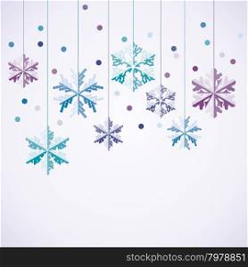 vector origami hanging snowflakes