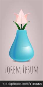 Vector origami paper flower in a vase for your design and your creativity