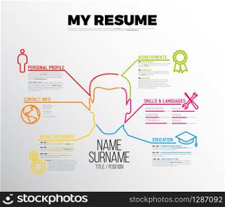 Vector original minimalist cv / resume template - creative version with big avatar