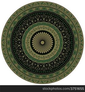 Vector Ornamental round floral pattern, indian style, can be used as plate, mandala, seamless brushes included