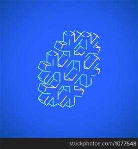 vector outline design isometric geometric snowflake icon illustration isolated blue background. isometric geometric snowflake illustration