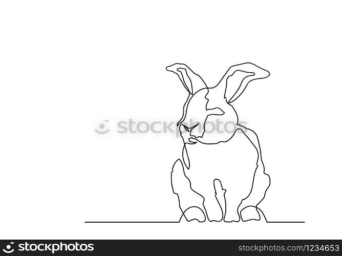 Vector outline drawing-easter rabbit isolated on white background. Thin line illustration.