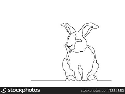 Vector outline drawing-easter rabbit isolated on white background. Thin line illustration.