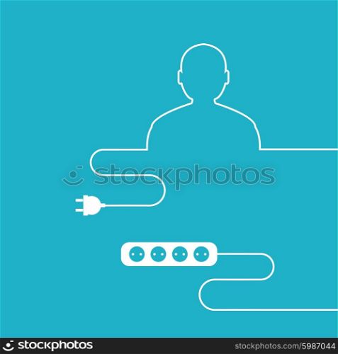 Vector outline of the human electrical wire.. Vector outline of the human electrical wire
