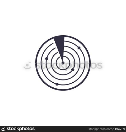 Vector outline radar icon. Scan and radiolocation target line symbol. Electronic war logo.. Vector outline radar icon. Scan and radiolocation target line symbol. Electronic war logo