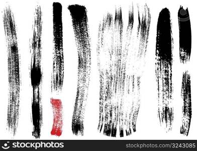Vector outline traces of customizable organic paint brushes (strokes) in different shapes and styles, highly detailed. Grouped individually, easily editable. Collection set number 3.