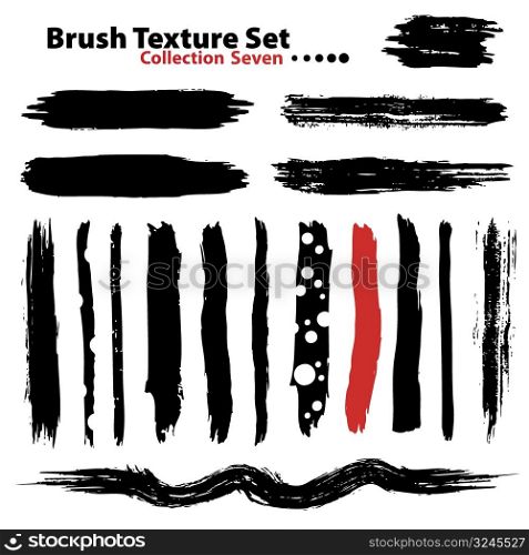 Vector outline traces of customizable organic paint brushes (strokes) in different shapes and styles, highly detailed. Grouped individually, easily editable. Collection set number 7.