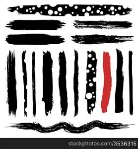 Vector outline traces of customizable organic paint brushes (strokes) in different shapes and styles, highly detailed. Grouped individually, easily editable. Collection set number 7.