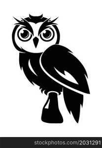 vector owl icon isolated on white background. sitting owl bird, logo graphic design, wisdom symbol