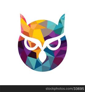 vector owl logo. Isolated blue and yellow vector owl logo illustration school emblem Graduation symbol