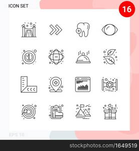 Vector Pack of 16 Icons in Line Style. Creative Outline Pack isolated on White Background for Web and Mobile.. Creative Black Icon vector background